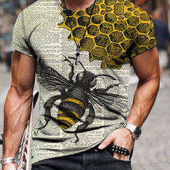 Men's Bee & Honeycomb Graphic T shirt - Outdoor Comfort