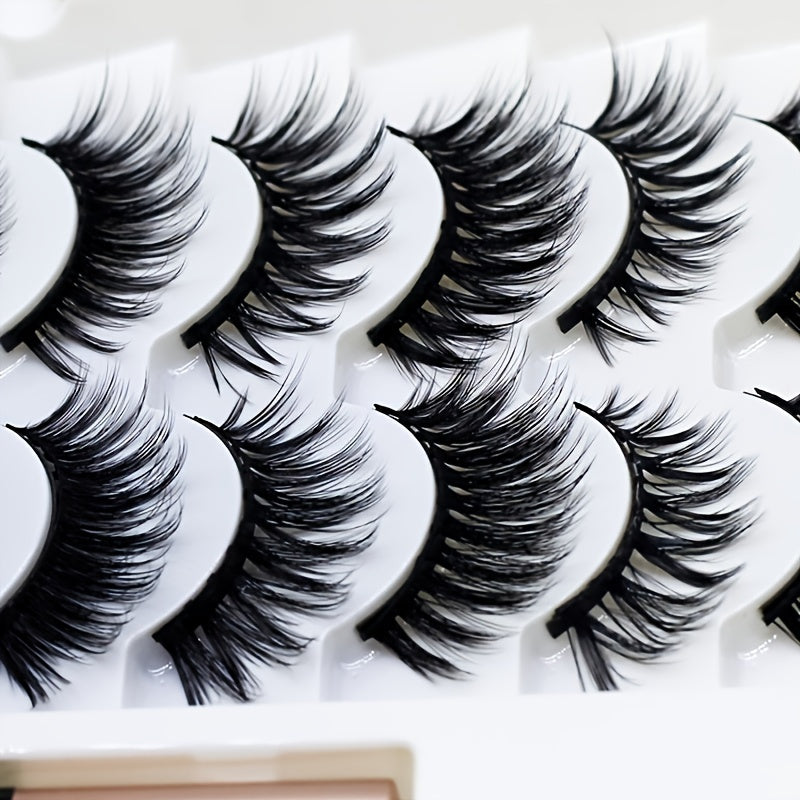 Magnetic Eyelash Set & Eyeliner Kit, Natural Fluffy Curly 5 Magnetic 10 Pairs