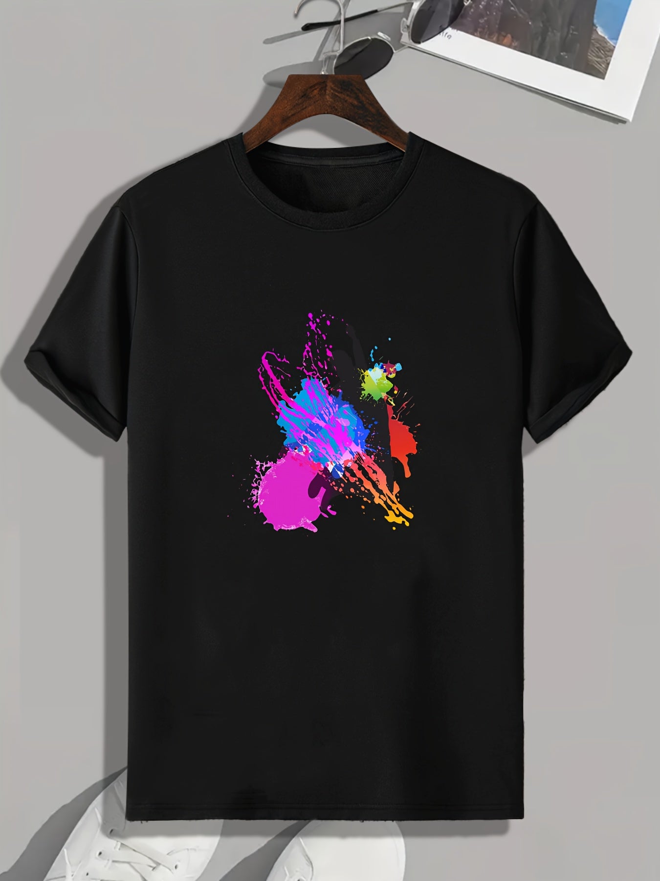 Colorful Paint Print Men's Graphic T shirt Casual Comfy Tees For Summer