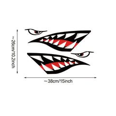 2pcs Shark Teeth Large Waterproof Sticker Removable Decals