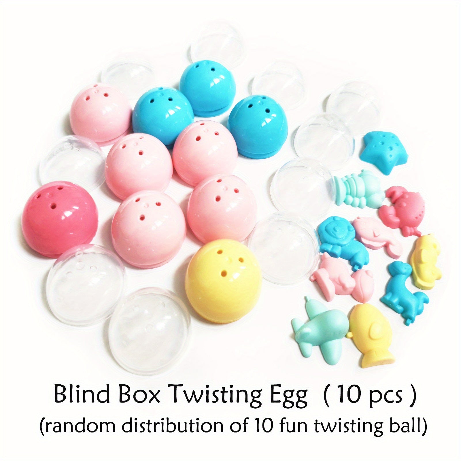 10pcs 32mm Transparent Cartoon Twist Egg Toys for Kindergarten and Game Halls