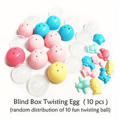10pcs 32mm Transparent Cartoon Twist Egg Toys for Kindergarten and Game Halls