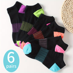 6 Pairs Creative Block Men's Crew Sports Socks Comfy Knitted Stockings