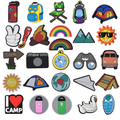 27pcs Camping Shoe Charms For Clogs Jibts Sandals PVC Shoe Decorations