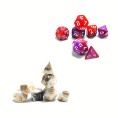 Mini Purple & Red Polyhedral Dice Set for Board Game
