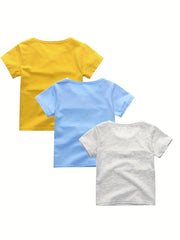 Summer Boys Stitching Letter Print T-shirts 3pcs