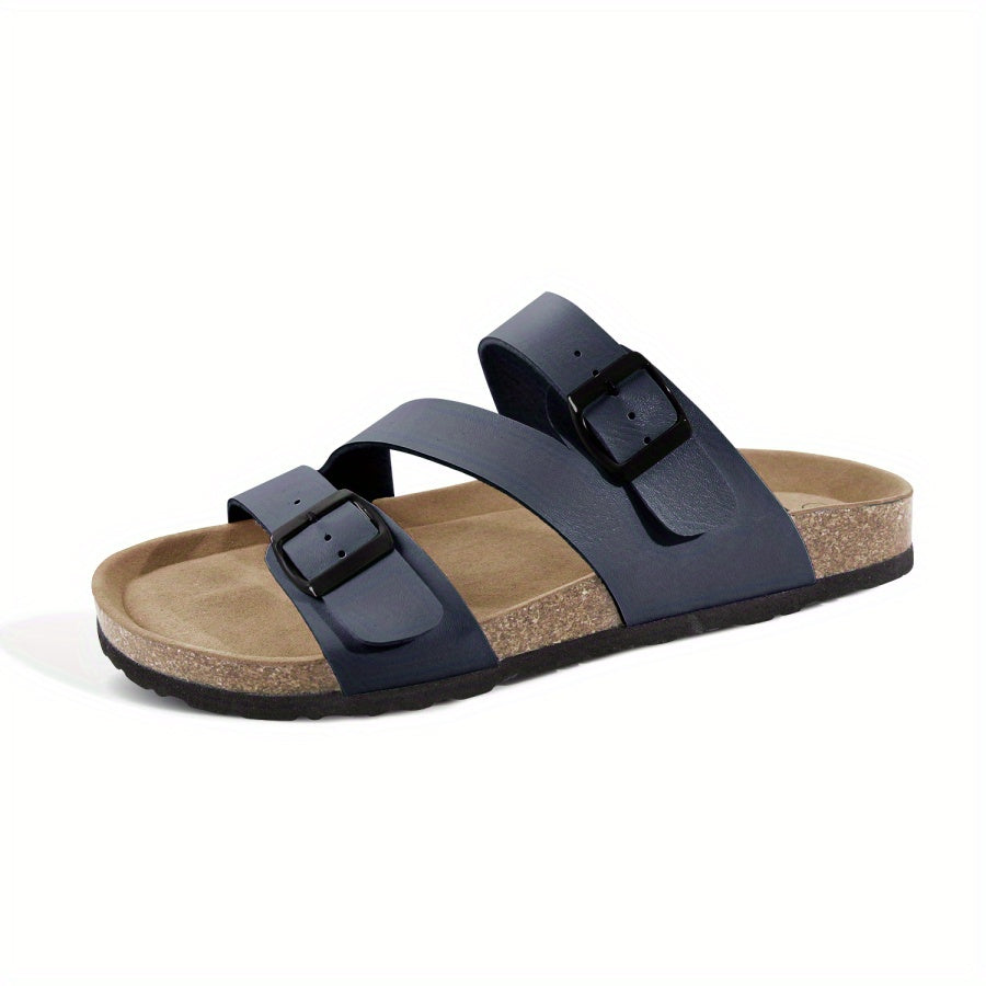 Men's Non Slip Leather Sandals Quick Drying Casual Slide Sandals