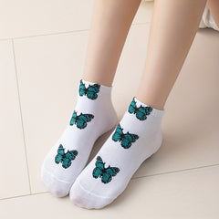 5 Pairs Butterfly Print Low Cut Ankle Socks Women's Stockings