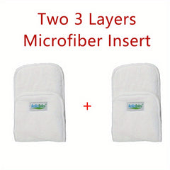 2pcs 3 Layers Microfiber Diaper Insert 4 Layers Bamboo Charcoal Insert