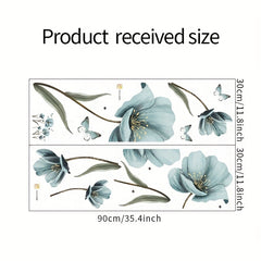 2pcs Flower Wall Stickers Butterflies Wall Decals Romantic Art Decor