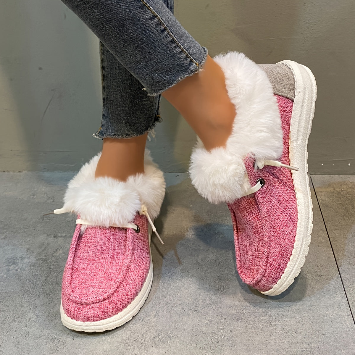 Women's Plush Lined Snow Boots Keep Warm Flat Loafers Shoes