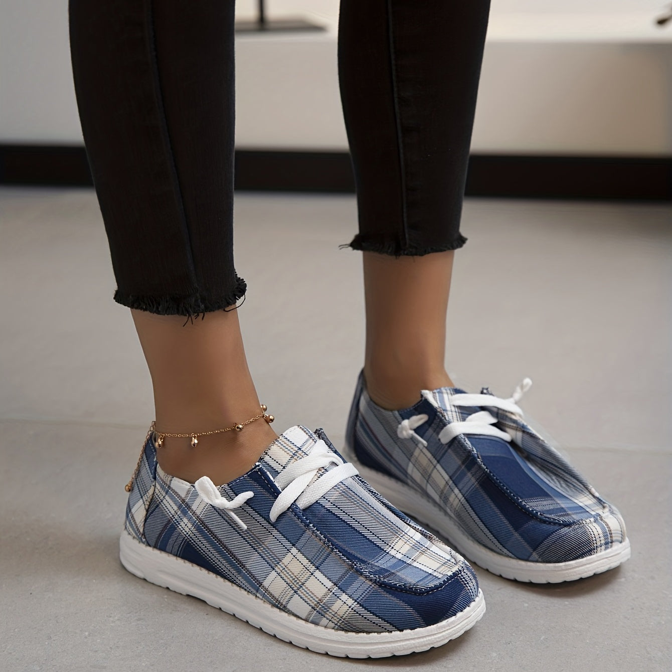 Women's Dark Pattern Canvas Casual Lace Up Sneakers Lightweight Low Top Shoes