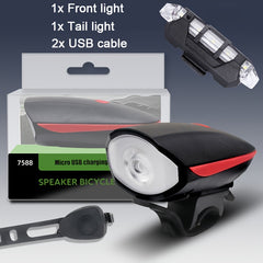 Waterproof USB Rechargeable Bike Lights LED Headlight Horn Bell Front Back Light