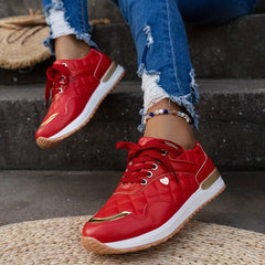 Women's Quilted Pattern Sneakers Lace Up Low Round Toe Lightweight Shoes