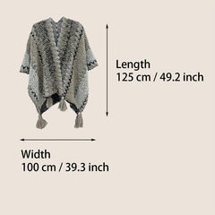 Boho Tassel Knit Shawl Vintage Wrap Warm Cape Cardigan Windproof Cloak