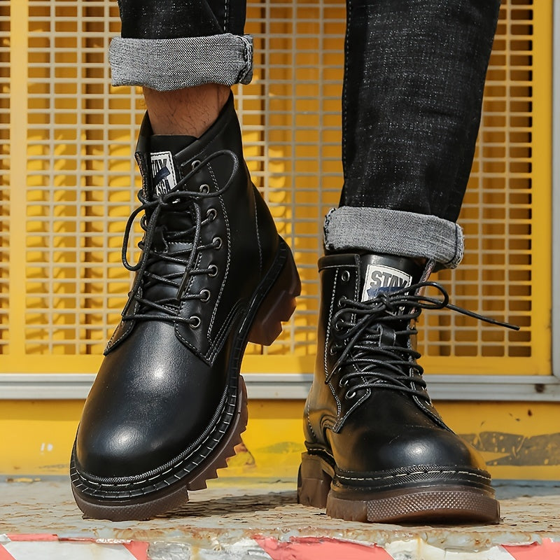 Men's Rugged Lace-up Boots Casual Walking Shoes