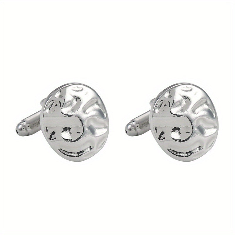 Men's Water Ripple Round Cufflinks Shirt Accessories