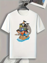 Cartoon Print Men's Graphic T-shirt Casual Comfy Tees For Summer