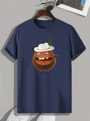Coconut Print Men's Graphic T-shirt for Summer