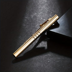 Men's Curved 4 Cut Line Tie Clip Golden