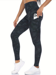 Camouflage Pattern Yoga Pants With Pocket High Stretch Leggings