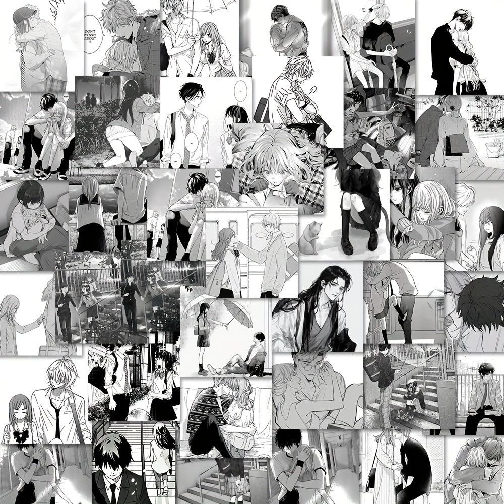 48pcs Couple Anime PVC Stickers Pack Waterproof for Laptop Bike Notebook