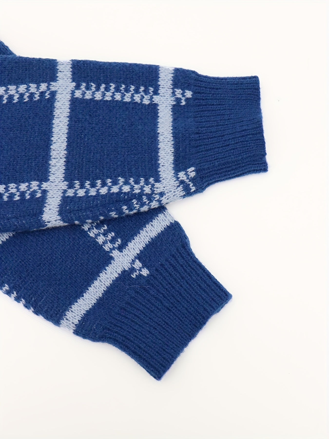 Knitted Plaid Sweater Men's Casual Warm Pullover