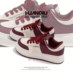HUANQIU Women's Thick Sole Lace-up Sports Sneakers