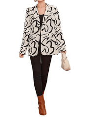 Casual Blazer Women's Plus Graffiti Print Lapel Collar Blazer