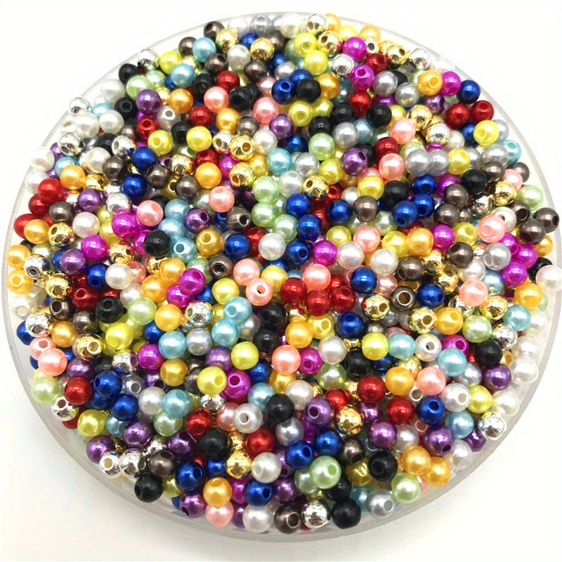 50pcs Pearl Acrylic Beads Round Shape Spacer Beads For DIY Jewelry Making