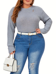 Solid Ripped Long Sleeve Sweater