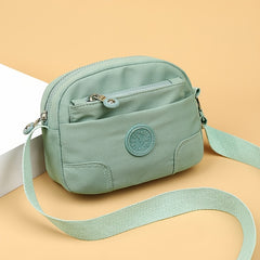 Solid Canvas Crossbody Bag Women's Large Capacity Zipper Baguette Bag