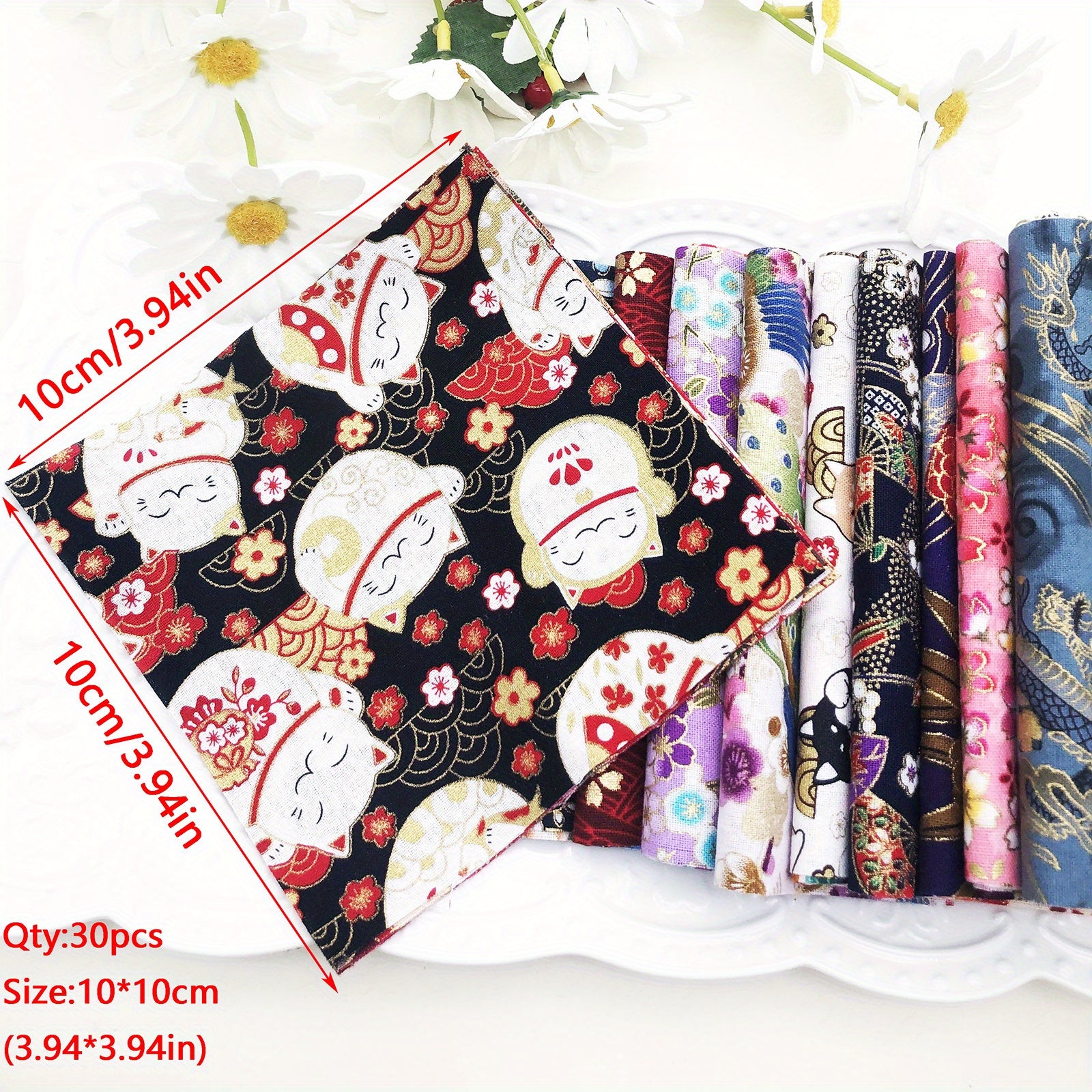 30-50pcs Japanese Quilting Fabric Bundle - DIY Sewing Cotton Quarters