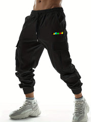 Geometric Pattern Drawstring Cargo Pants Men s Joggers