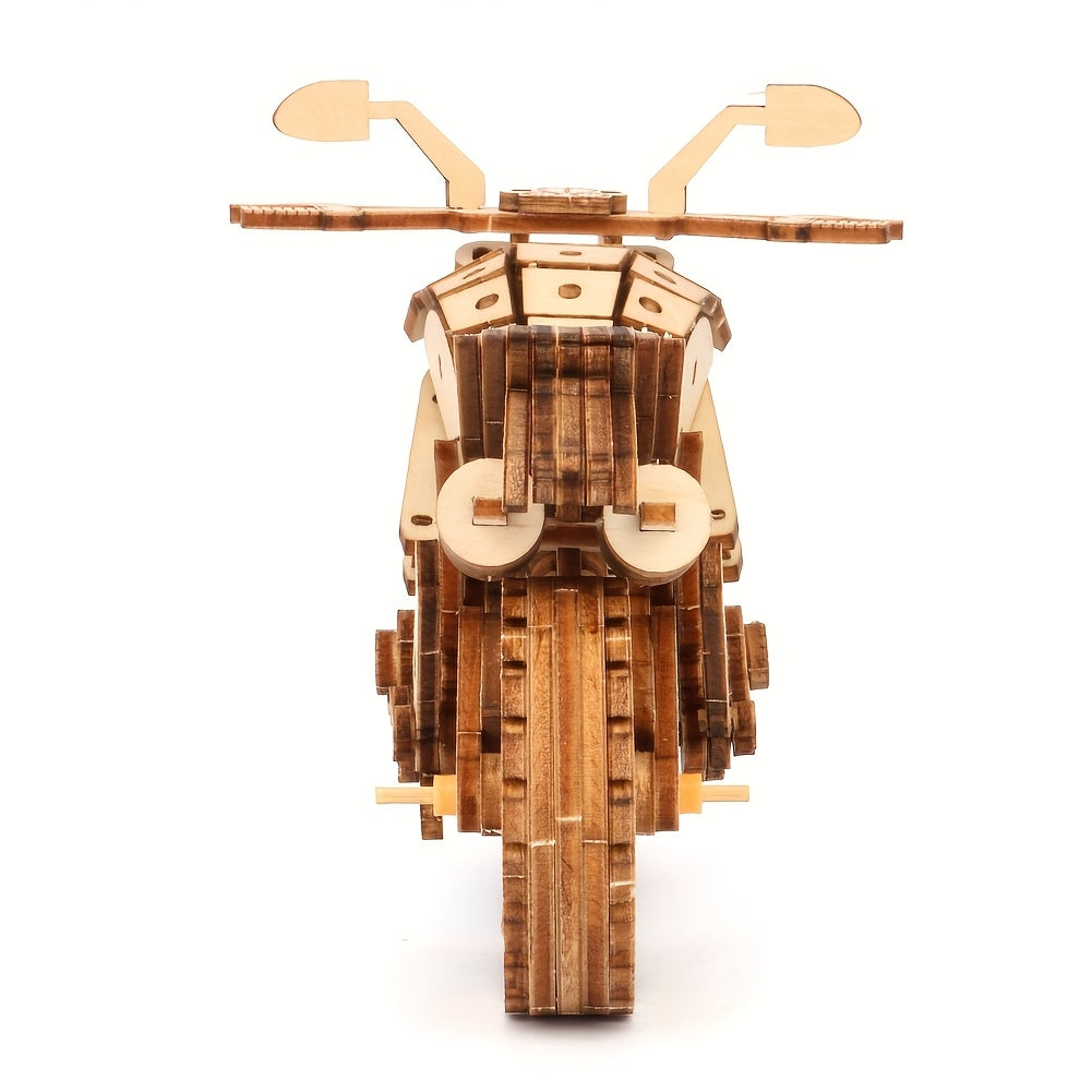 Wooden Motorcycle Model Kit 3D Puzzle Creative Play Holiday Birthday Gift