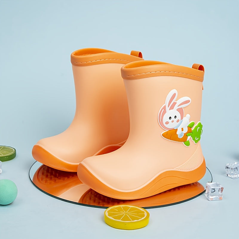 Baby Girls Cartoon Slip On Rain Boots Waterproof Non Slip Outdoor Travel