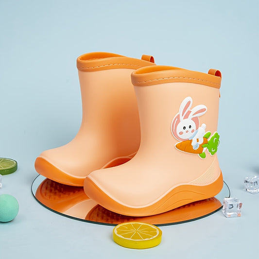 Baby Girls Cartoon Slip On Rain Boots Waterproof Non Slip Outdoor Travel