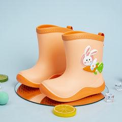 Baby Girls Cartoon Slip On Rain Boots Waterproof Non Slip Outdoor Travel