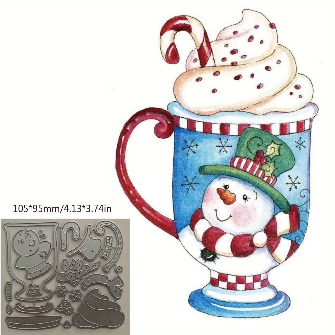 Christmas Snowman Cocoa Cup Metal Dies for Card Making