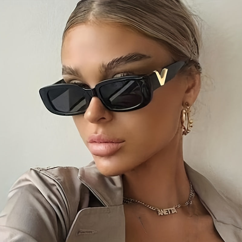 Rectangular Sunglasses for Men Women Retro Vintage UV400 Sun Shades