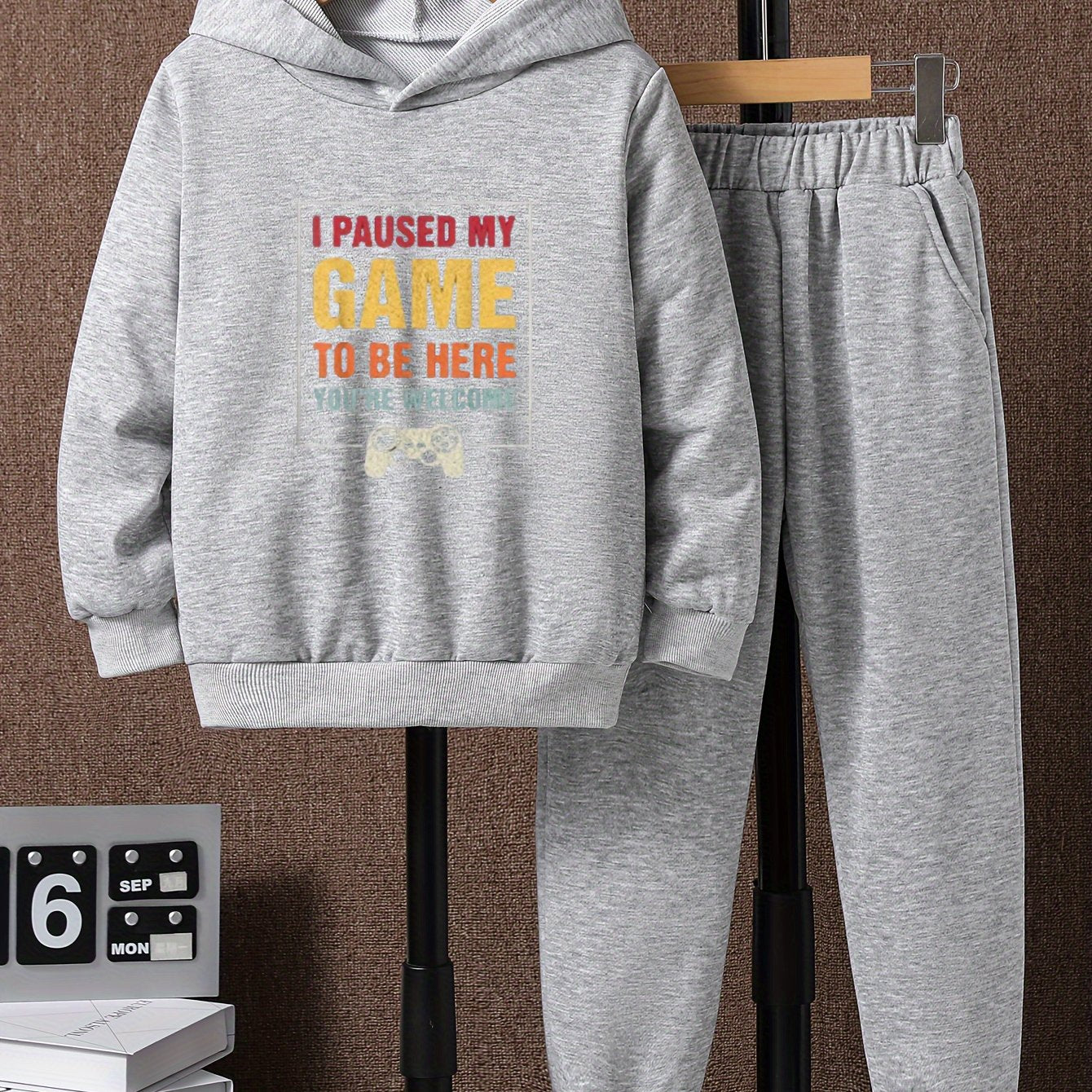 Boys Hooded Sweatshirt & Sweatpants Set, Size 2pcs, Outdoor Clothes