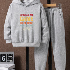 Boys Hooded Sweatshirt & Sweatpants Set, Size 2pcs, Outdoor Clothes