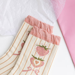 3 Pairs Women's Strawberry Mid Socks Set