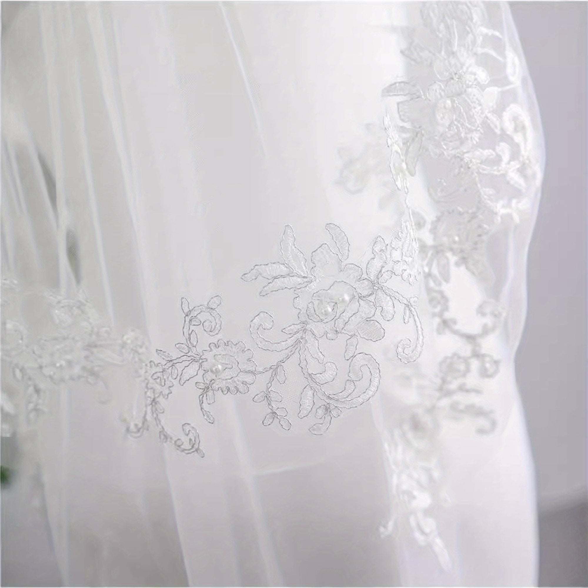 Floral Edge Bridal Veil for Wedding Prom Formal Events
