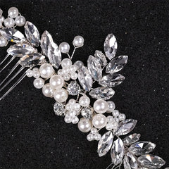 Faux Pearl Hair Comb Headdress Rhinestone Bridal Hairpin Ornaments