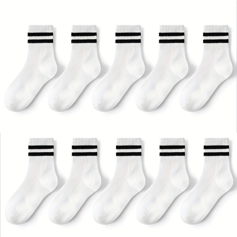 10 Pairs Boys Thin Crew Socks Spring Summer Autumn Casual Striped Kids Socks