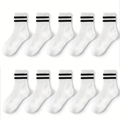 10 Pairs Boys Thin Crew Socks Spring Summer Autumn Casual Striped Kids Socks