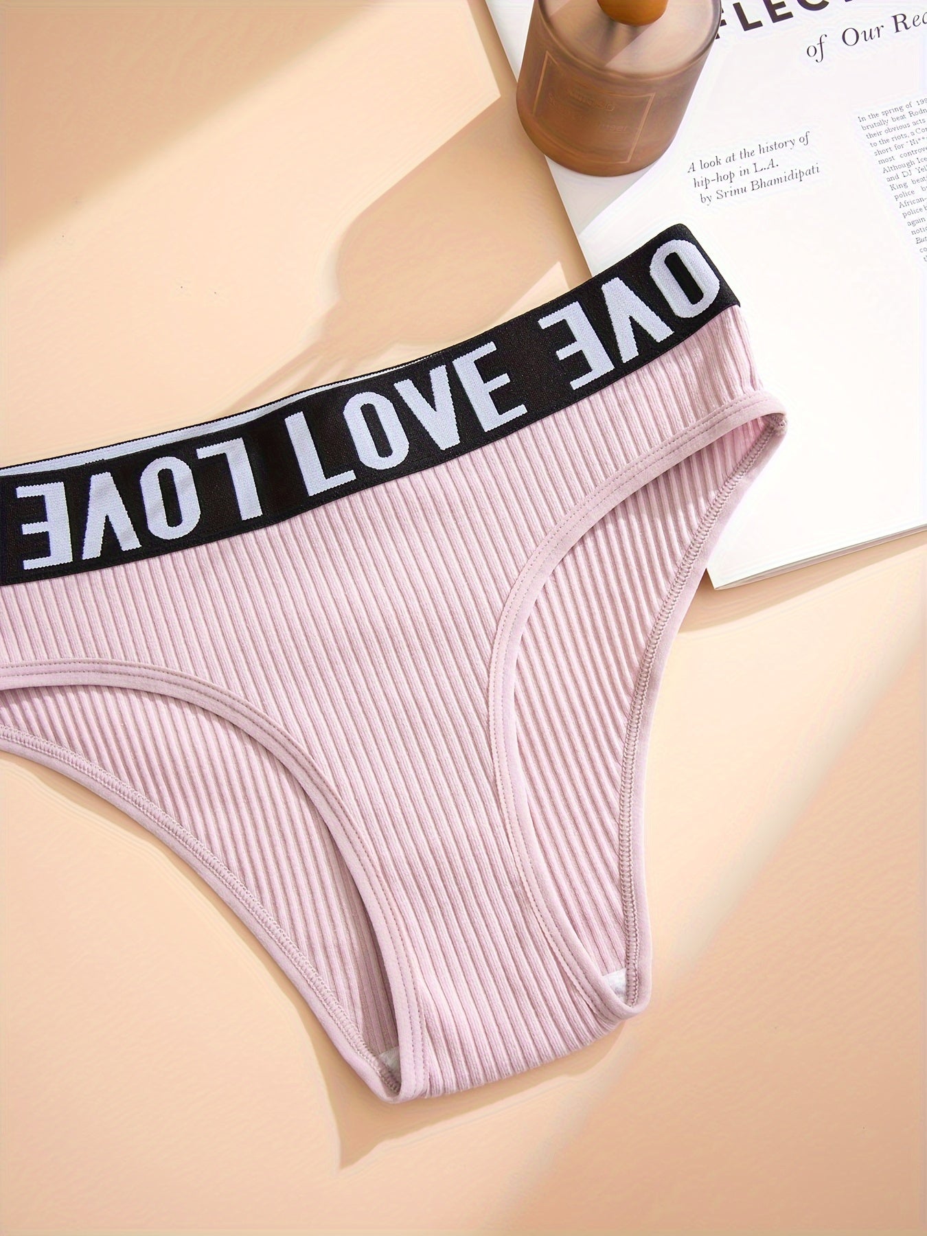 7pcs Letter Print Briefs Ribbed Intimates Panties