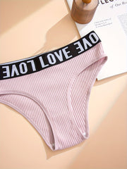 7pcs Letter Print Briefs Ribbed Intimates Panties