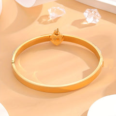 Heart Pendant Bangle With Faux Diamond - Gift For Girls